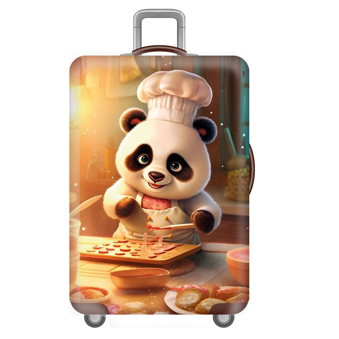Unisex nan elastisk koffertrekk for hardplast trolley med søtt panda-motiv, elastisk beskyttelsestrekk med håndtak- og hjulåpninger Skanto
