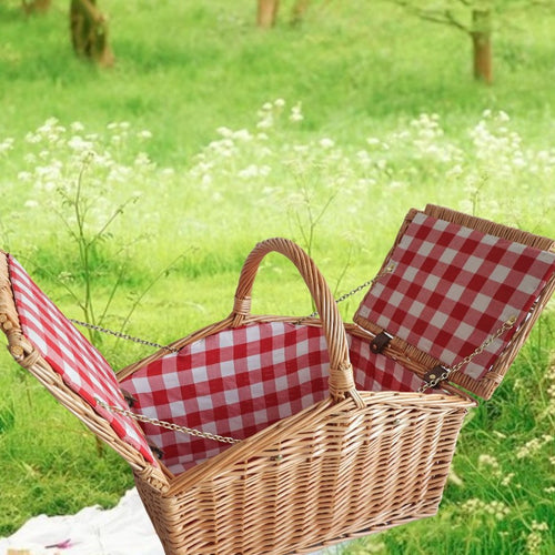 Dames piknikkurv med aftagelige rum og klassisk gingham-mønster Skanto