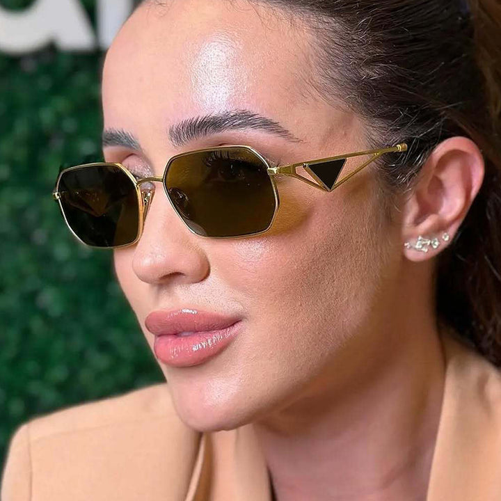 Women's Geometric Luxury Sunglasses with Narrow High-Gloss Frame Skanto