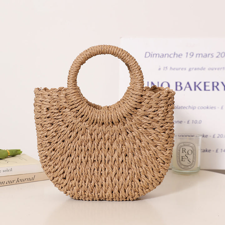 Trendy basket bag with round handle and textured design Skanto