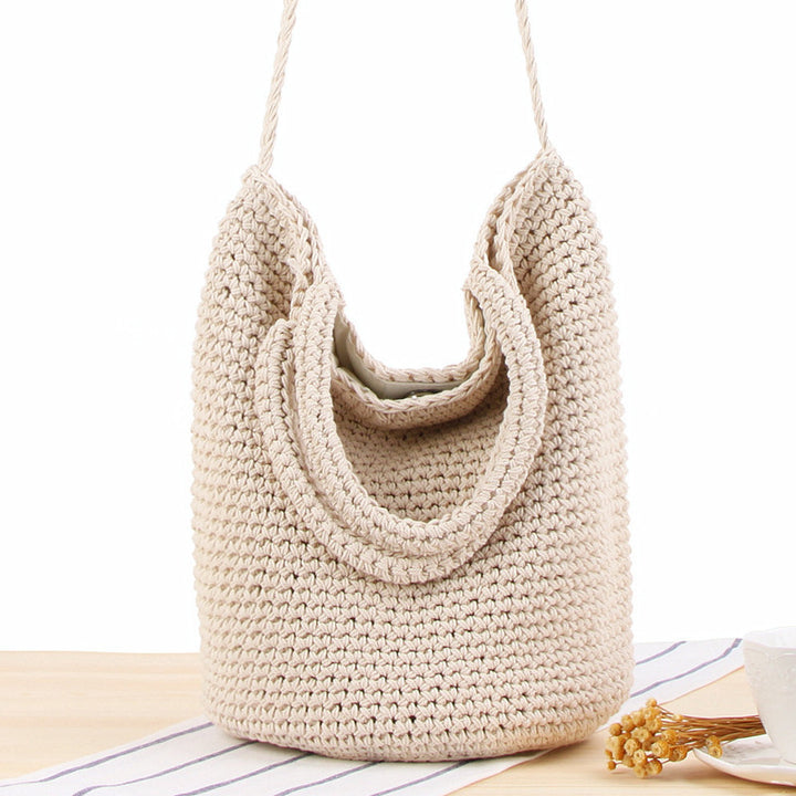 Hand-knotted tote bag with refined design Skanto