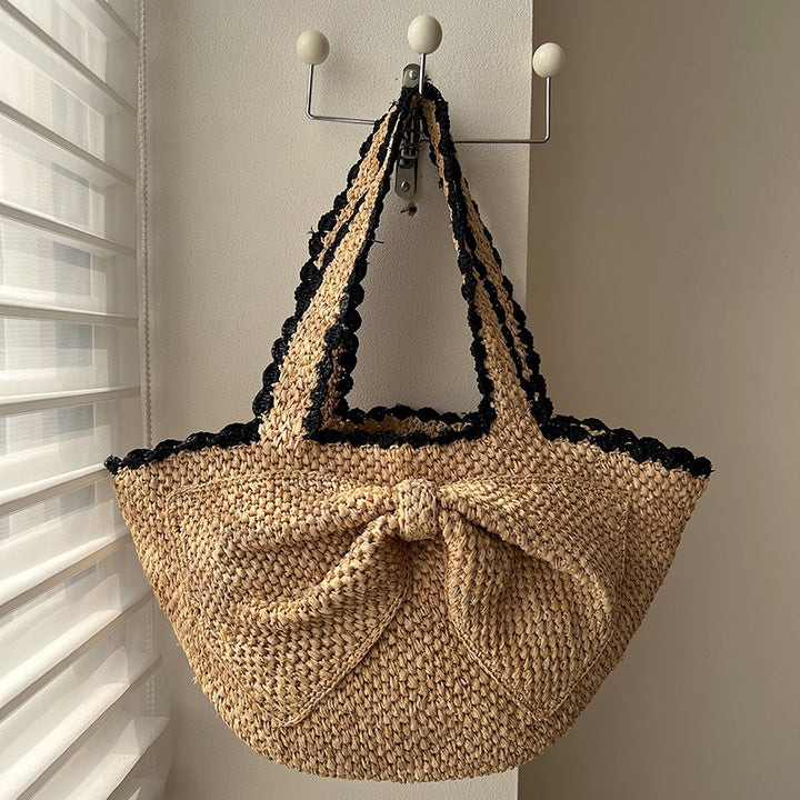 Håndlagd stråveske med geometrisk mønster Skanto
