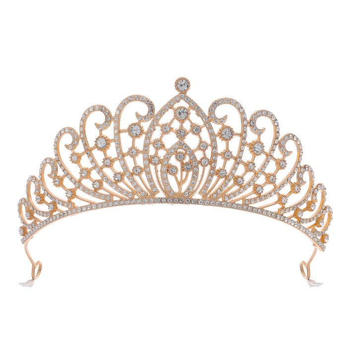 Dame Elegant Strass-tiara med florale detaljer Skanto