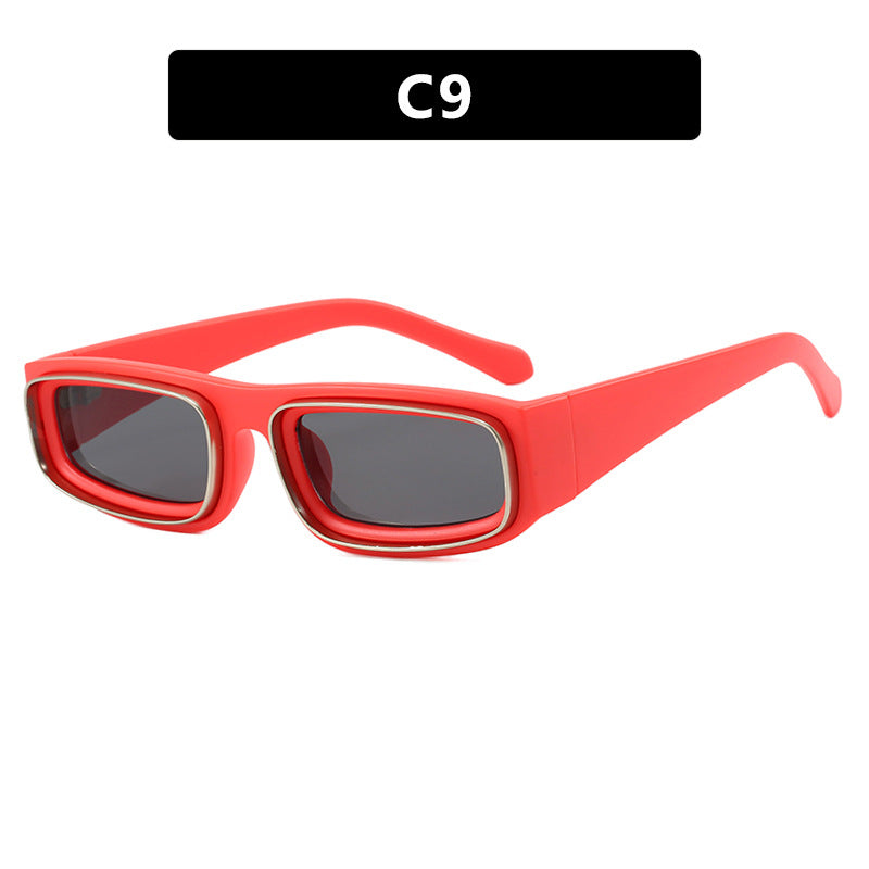 Women's trendy rectangular sunglasses with elegant color play Skanto