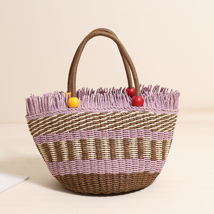 Stylish tote bag with colorful fringes Skanto