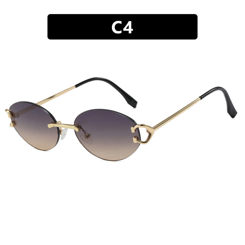 Women's elegant oval sunglasses with modern metal frame Skanto