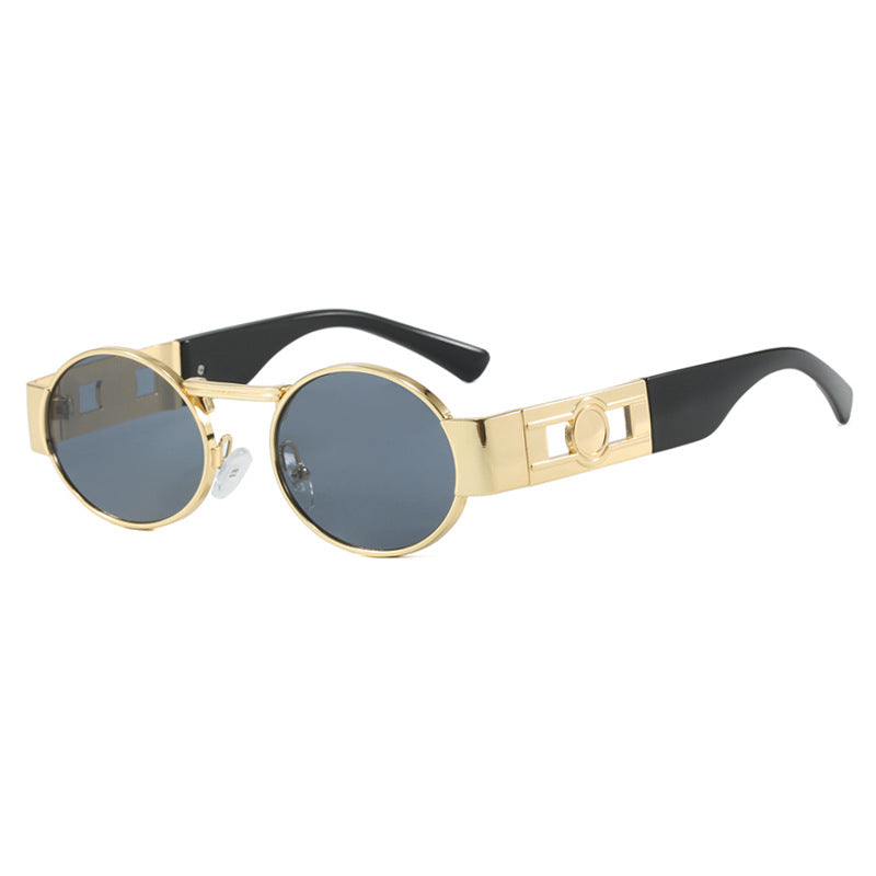 Women's round sunglasses with modern metal frame and UV protection Skanto