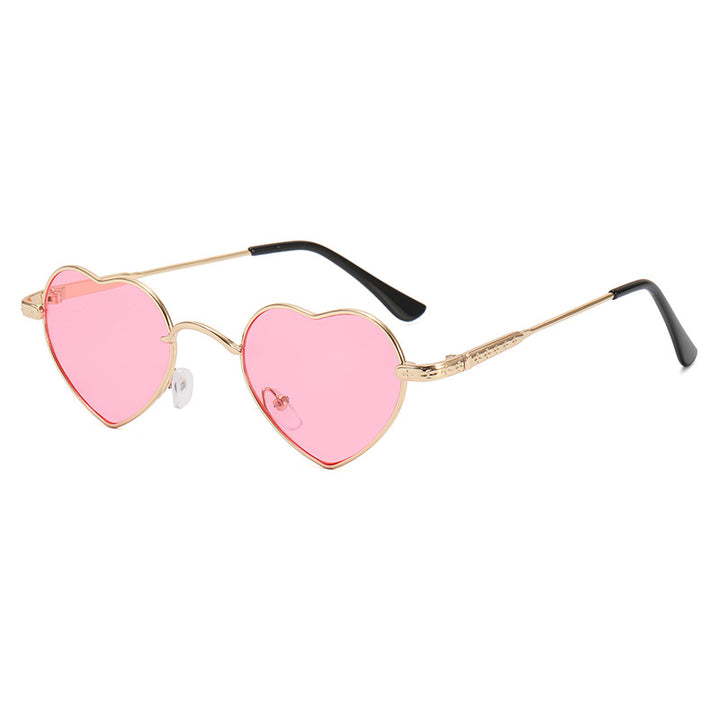 Damer hjerteformet solbrille med filigran metallramme Skanto