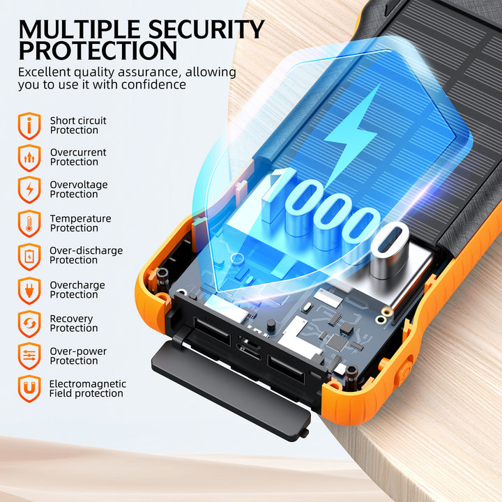 Solar Powerbank med Integret LED-Lys Skanto