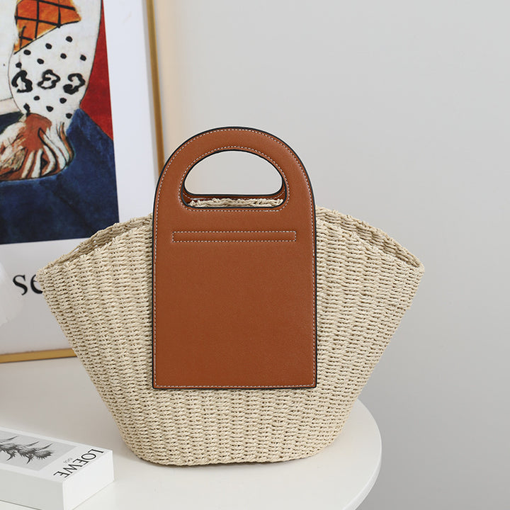 Modern basket bag with elegant leather details Skanto