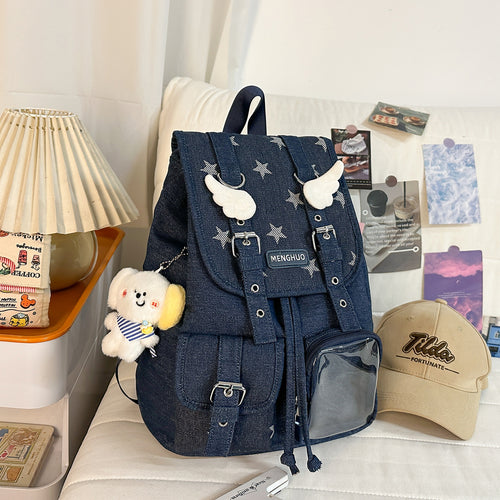 Klassisk Denim Skole Ryggsekk