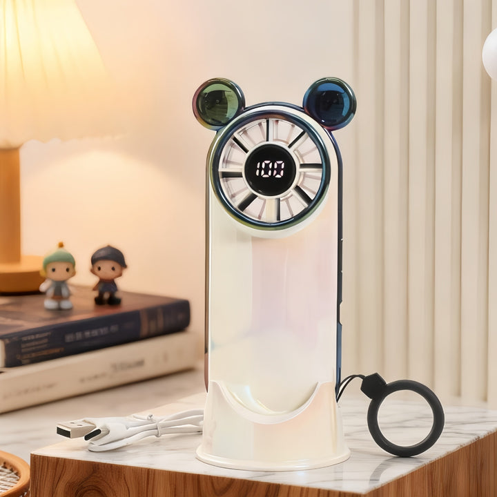Dame Bærbar Mini-Ventilator med LED-skjerm og multifunksjonsdesign Skanto