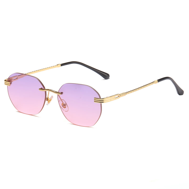 Dame moteriktig geometrisk solbrille med dekorativ metallegering Skanto