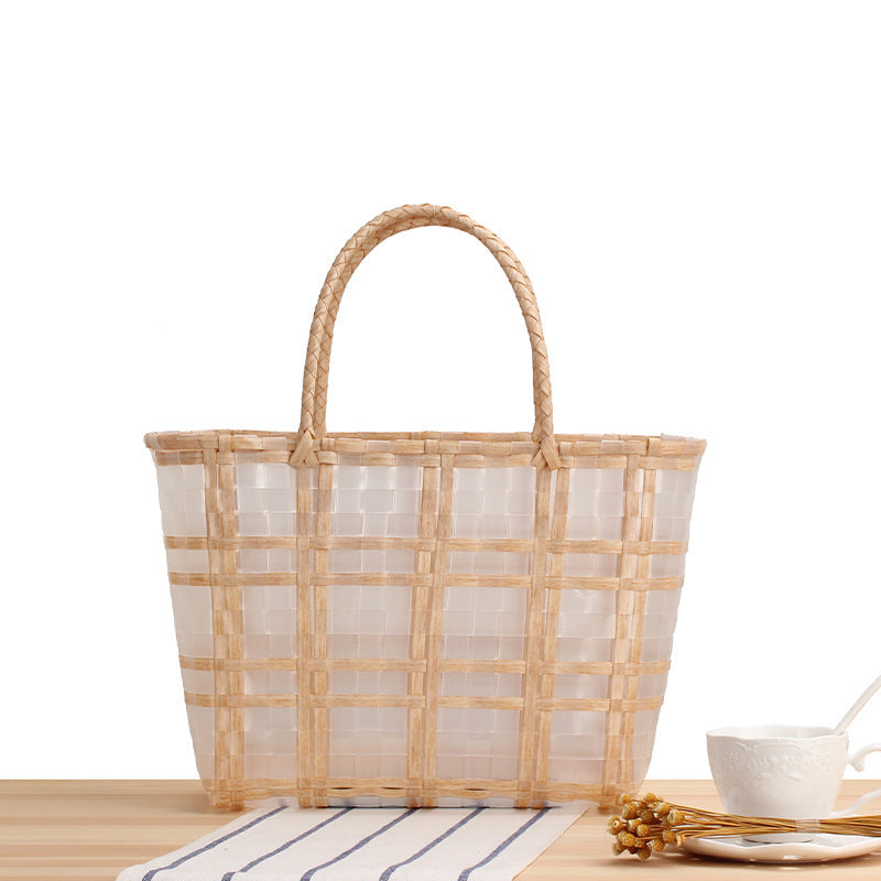 Modern basket bag with refined stripes Skanto