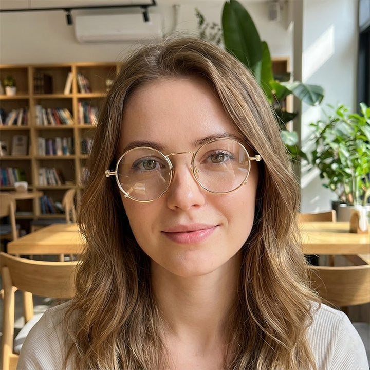 Dame Runde Metall-solbrille med speilte linser Skanto