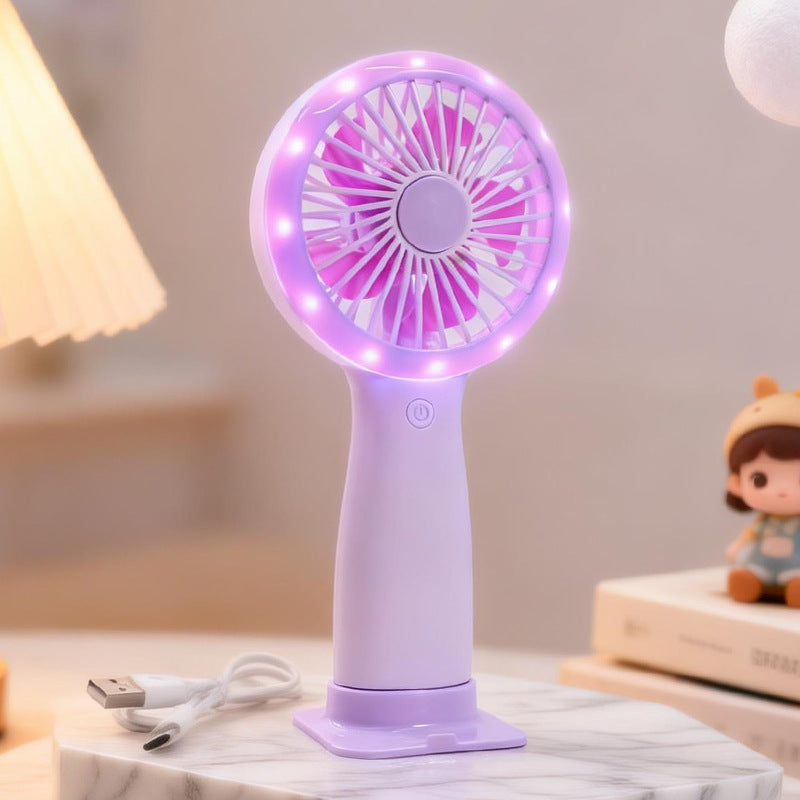 Dame Bærbar Håndvifte med LED-lys og USB-tilkobling Skanto