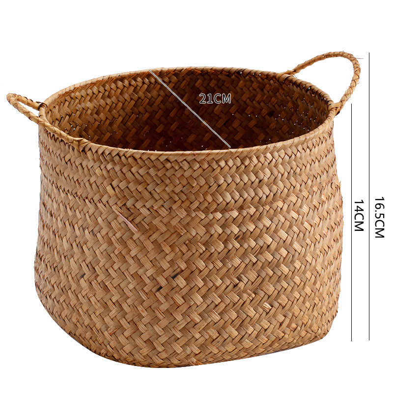 Håndlaget lagringskurv med naturlig vevd design Skanto