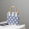 Stylish Braided Handbag with Unique Checkered Pattern Skanto