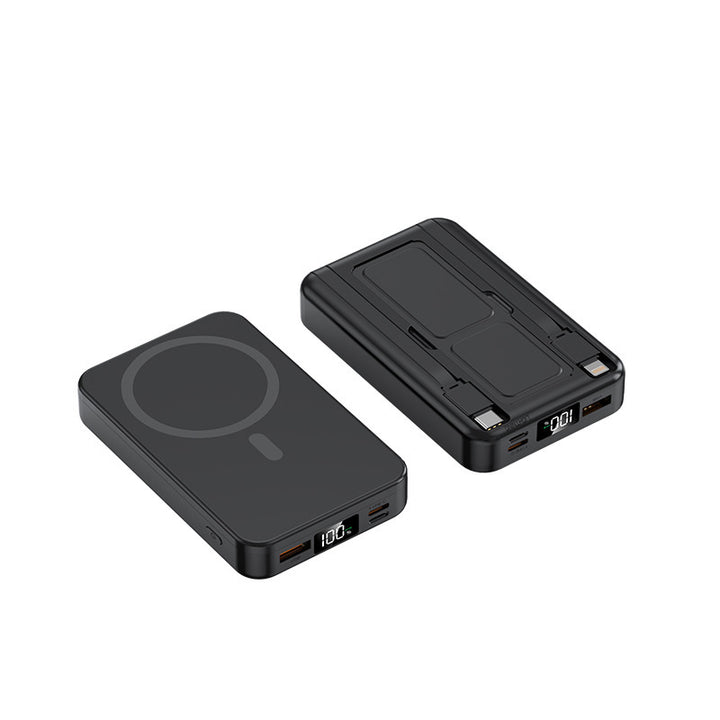 Bærbar powerbank med innebygd Qi-ladefunksjon og digital kapasitetindikator Skanto