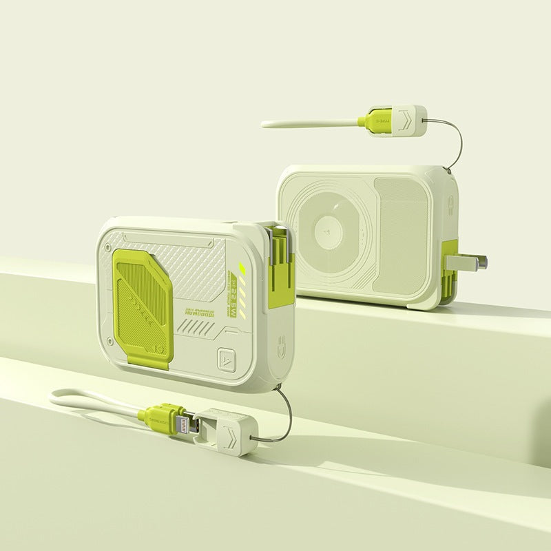 Multifunksjonell powerbank med integrert ladekabel og fremragende hurtiglading Skanto