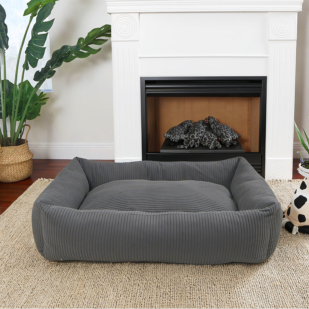 Deluxe ribbet hundeseng