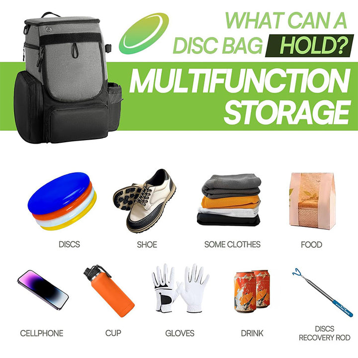 Unisex durable Discgolf Backpack with padded disc compartment, side bottle pocket, and multifunctional accessory pockets Skanto