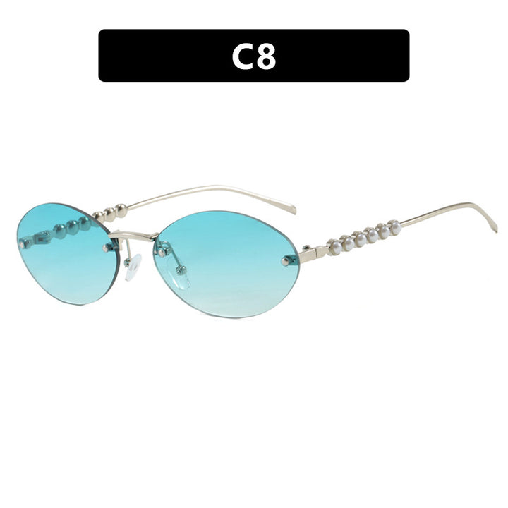 Women's stylish oval sunglasses with elegant decorations Skanto