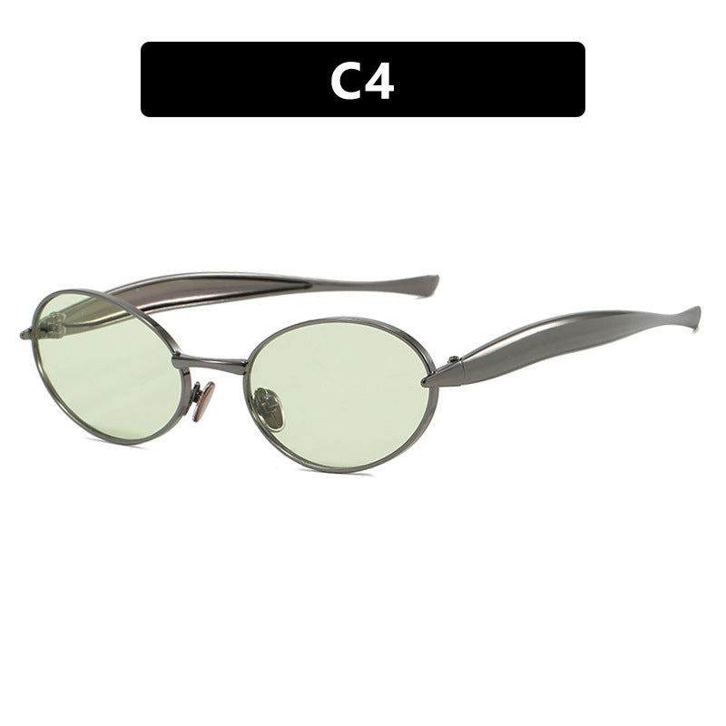 Women's Fashionable Oval Frame Sunglasses with Glittering Details Skanto