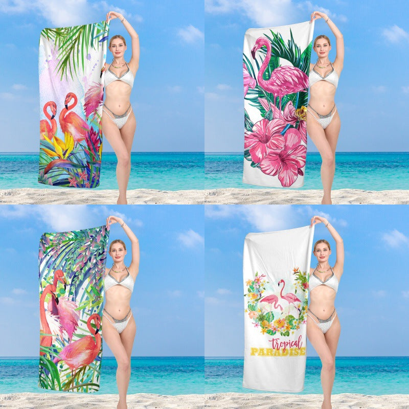 Premium Strandhåndkle med livlig flamingo-design Skanto