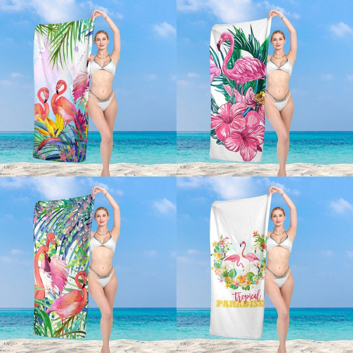 Premium Strandhåndkle med livlig flamingo-design Skanto