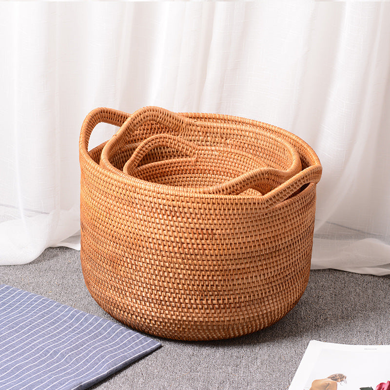 Damer Elegant håndfl woven kurv med praktiske håndtak Skanto