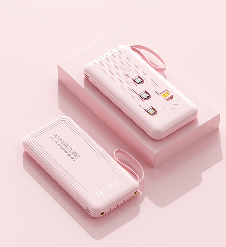 Mini Powerbank med integrert multifunksjonsladekabel Skanto
