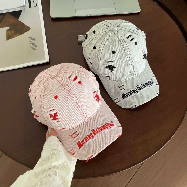 Kvinne Slitt Denim Baseball Caps Skanto