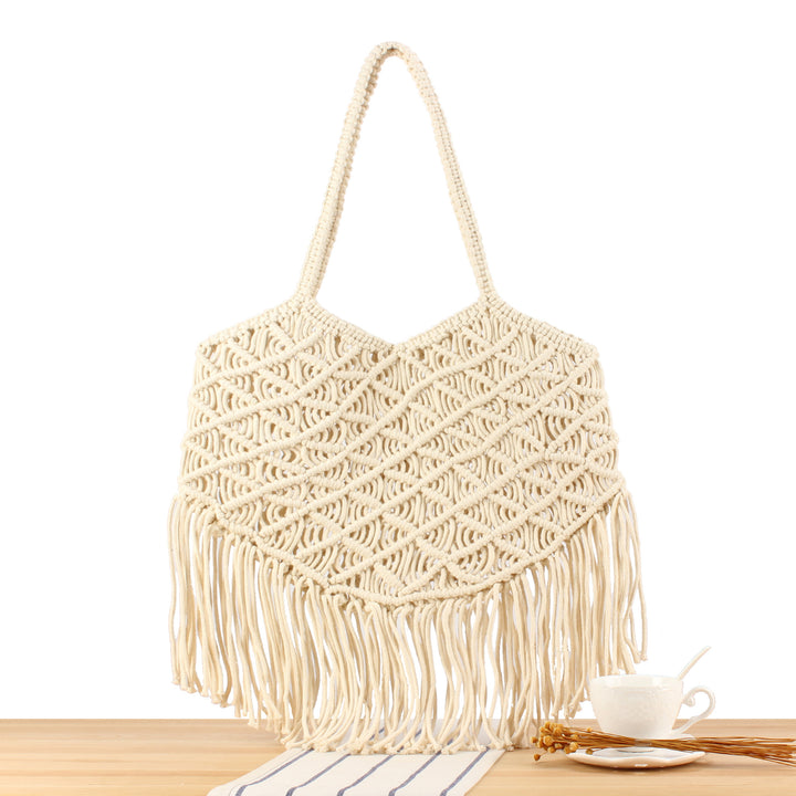 Macrame Tote Bag with Fringed Edges Skanto