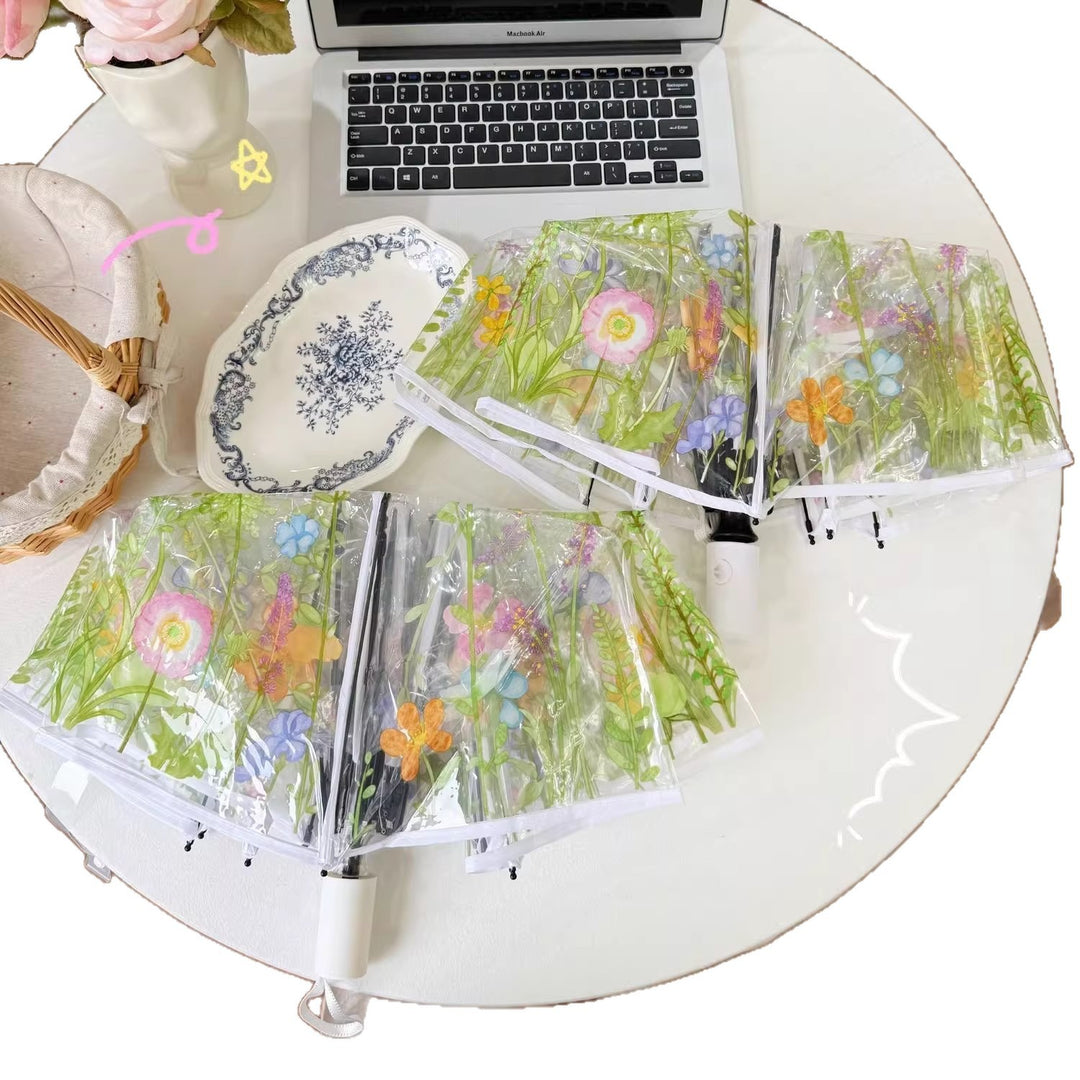 Dame Floral Motiv Regnparaply Skanto