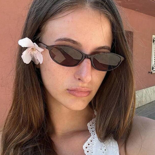 Women's oval sunglasses with transparent frame and UV protection Skanto
