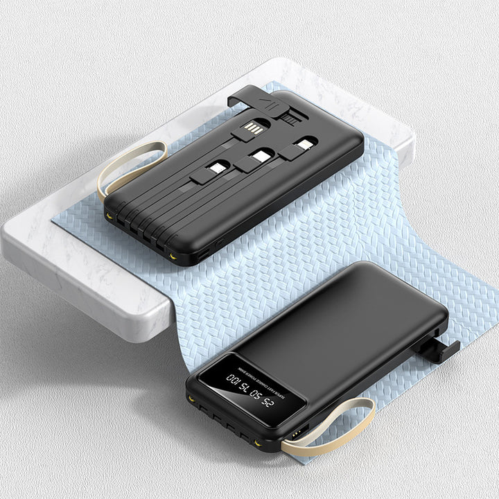 Bærbar Powerbank med integrert multifunksjonsladekabel og digitalt display Skanto