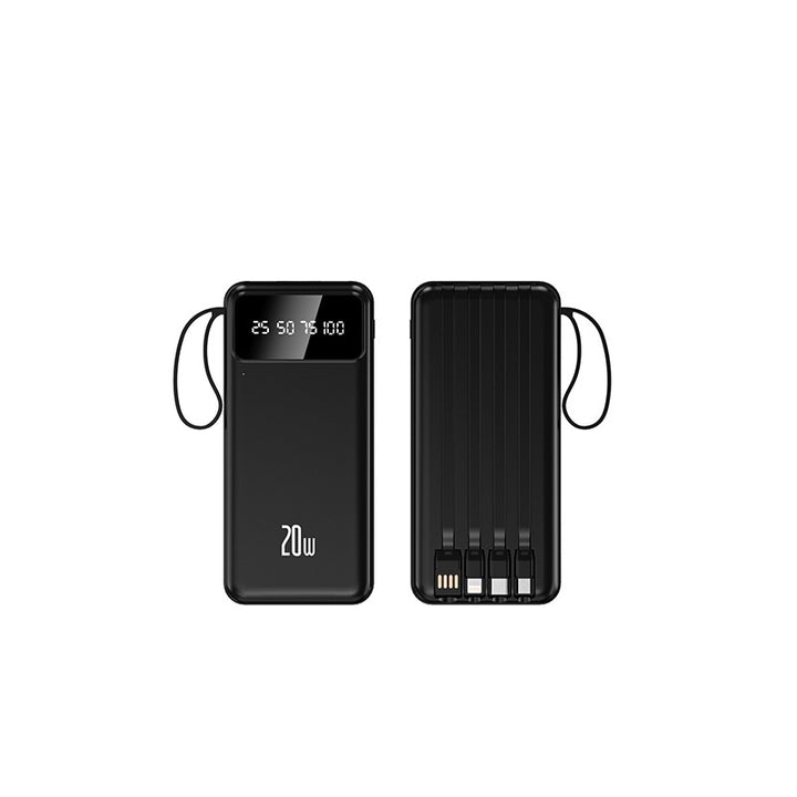 Powerbank med innebygde multifunksjonsladekabler og digital skjerm Skanto