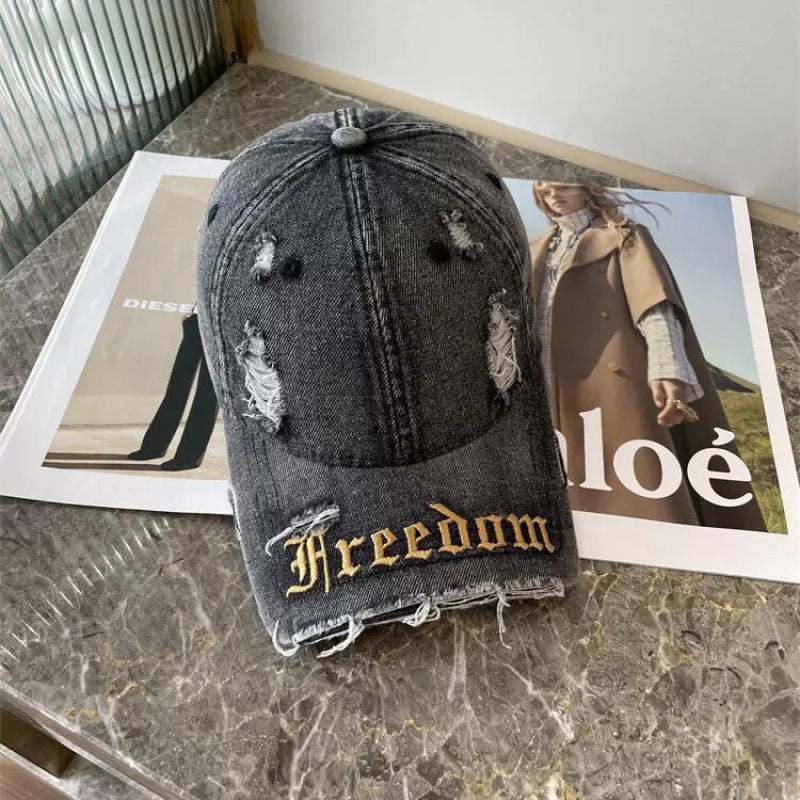 Kvinnenes slitte frihets broderte baseballcap Skanto