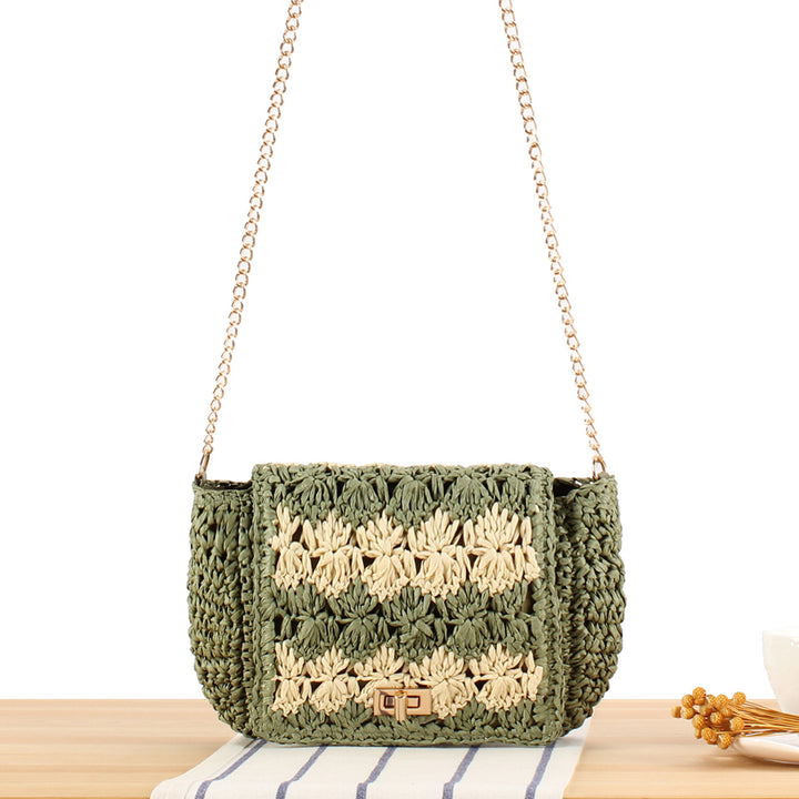 Shoulder bag made of handmade braided natural material with elegant closure Skanto