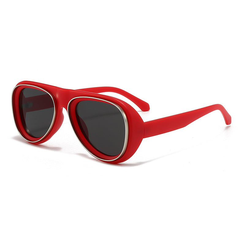 Dame mote retro-solbriller med bred ramme Skanto