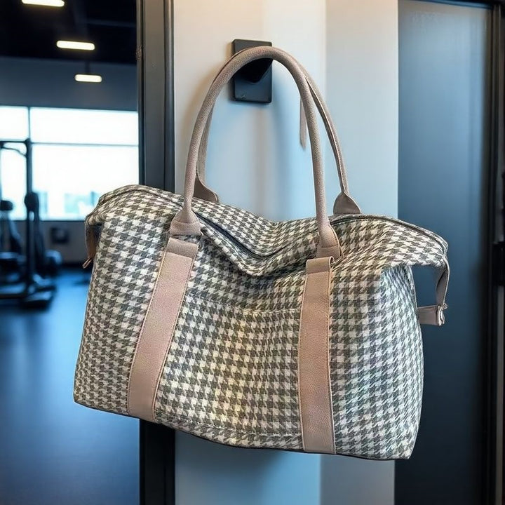 Romslig bæreveske med stilig herringbone-mønster Skanto