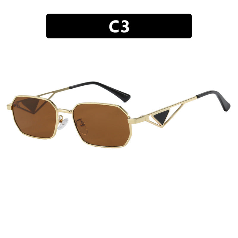 Women's Geometric Luxury Sunglasses with Narrow High-Gloss Frame Skanto