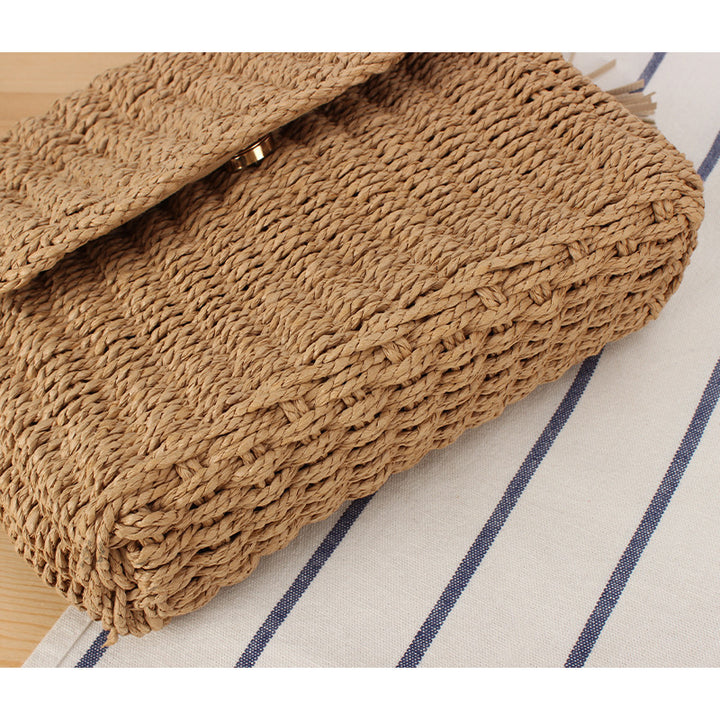 Elegant skulderveske laget av flettet naturmateriale Skanto