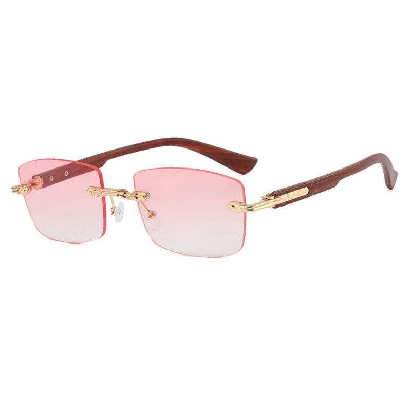 Women's square sunglasses with wood frame and gradient lenses Skanto