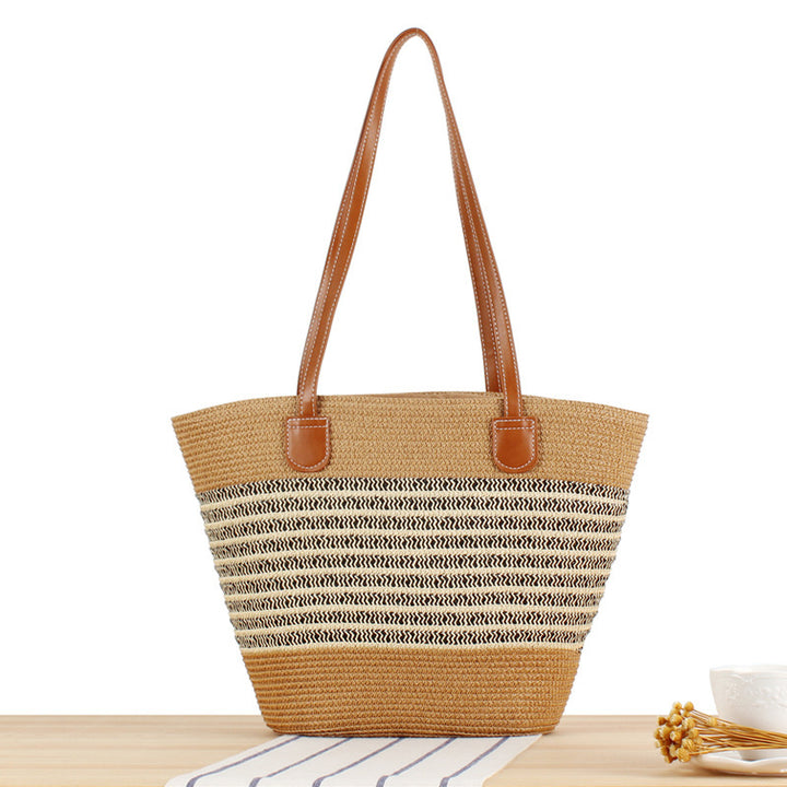 Elegant Straw Bag with Attractive Leather Handles Skanto
