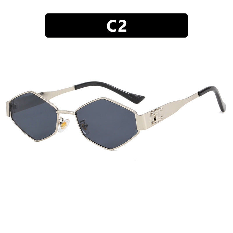 Dame moterett solbrille med unik sekskantet ramme Skanto