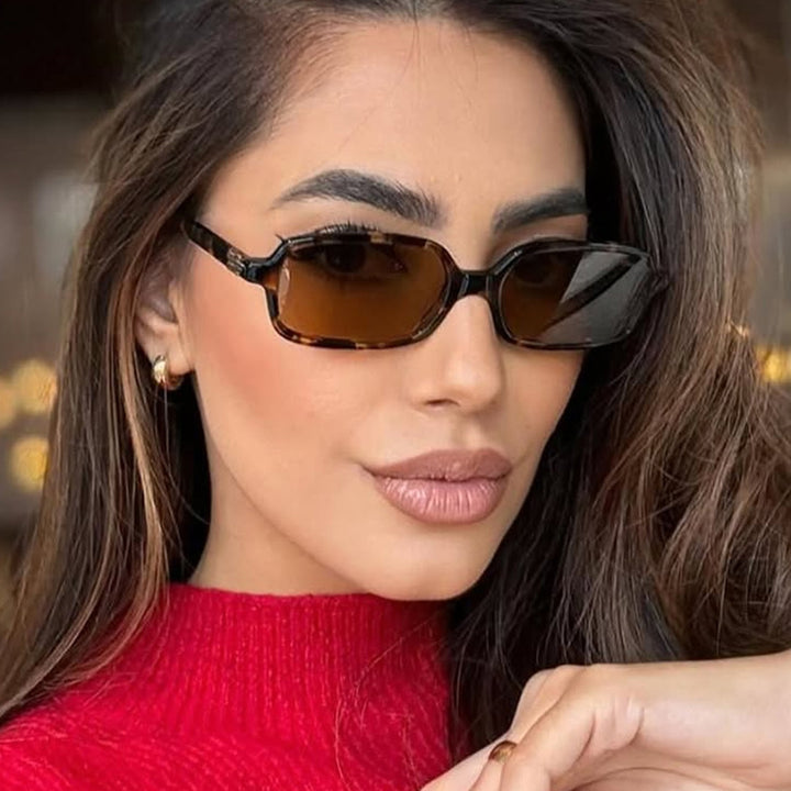 Women's fashionable square glasses with elegant plastic frame and golden accents Skanto