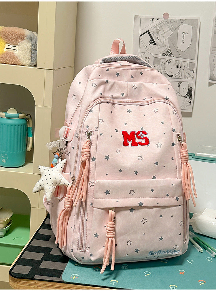Hverdags Star Print Multi-Compartment Skole Ryggsekk