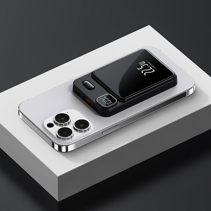 Bærbar Powerbank med trådløs ladefunksjon og intelligent LED-skjerm Skanto